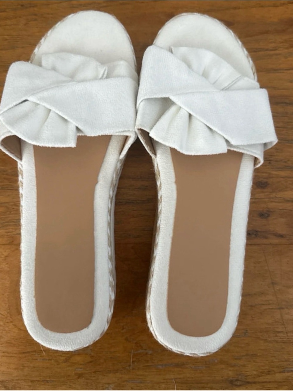 Amazon White Ruffle Cross Strap Espadrille Slide Mules